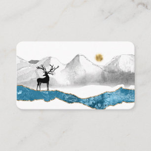 Tarjeta De Visita *~* Stage Buck Antler Deer Mountain Stream Sun