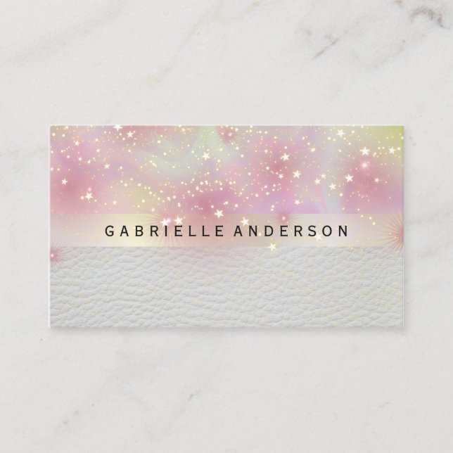 Tarjeta De Visita Stardust Bokeh Glow | Cuero (Anverso)