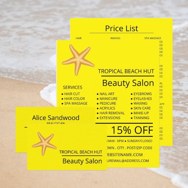 Tarjeta De Visita Starfish de playa, Beauticist, Salón de Belleza (Subido por el creador)