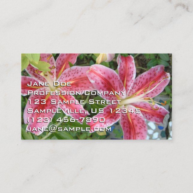 Tarjeta De Visita Stargazer Lilies Garden Floral (Anverso)