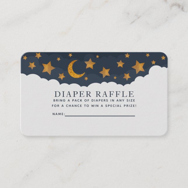 Tarjeta De Visita Starry Clouds Baby Shower Diaper Raffle (Anverso)
