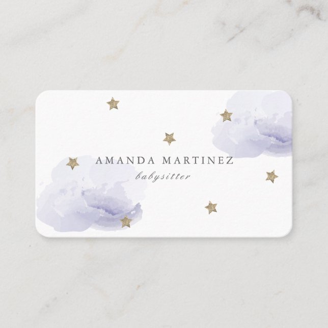 Tarjeta de visita Stars & Clouds Lavender (Anverso)