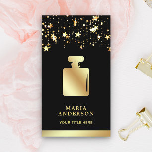 Tarjeta De Visita Stars Confetti Fragrance Relieve metalizado dorado
