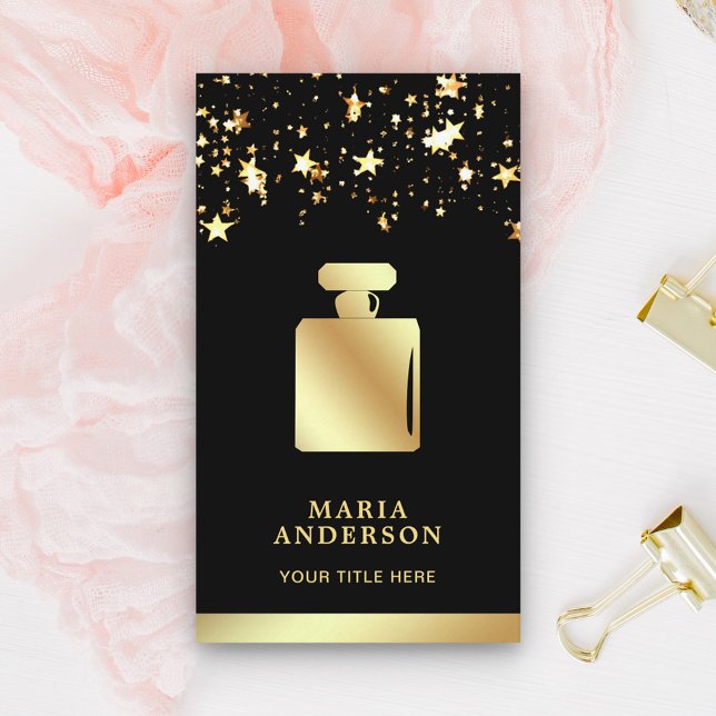 Tarjeta De Visita Stars Confetti Fragrance Relieve metalizado dorado (Subido por el creador)