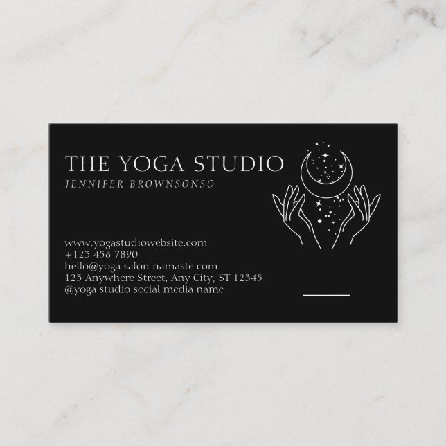 Tarjeta De Visita Stars Energy Healing Hands Moon Spiritual (Anverso)