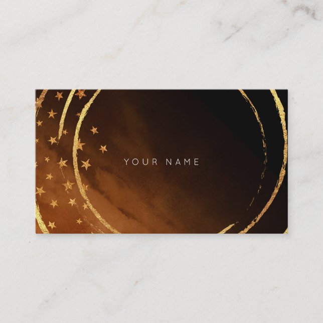 Tarjeta De Visita Stars Golden Circles Black Brown Vip (Anverso)