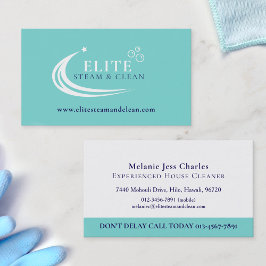 Tarjeta De Visita Steam Cleaning Business aqua blue white