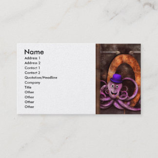 Tarjeta De Visita Steampunk - Alfabeto - O es para Pulpo
