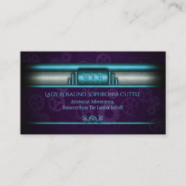 Tarjeta De Visita Steampunk, azul hielo, ruedas cognitivas púrpura, 