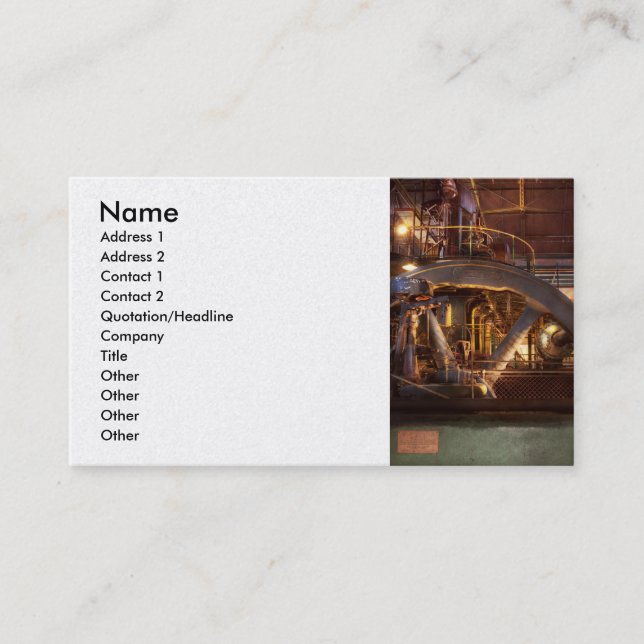 Tarjeta De Visita Steampunk - Bombado (Anverso)