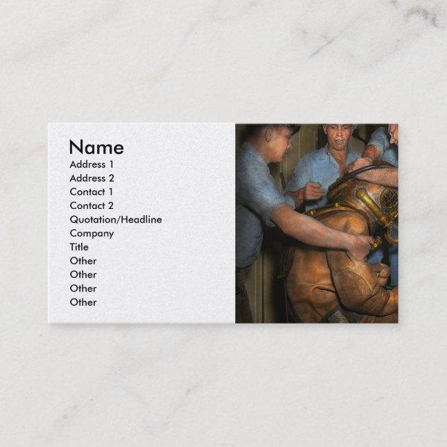 Tarjeta De Visita Steampunk - Buceador - Una carga sobre mis hombros (Anverso)