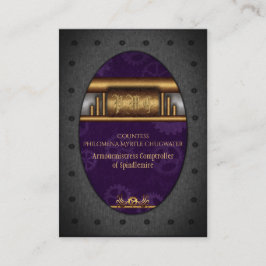 Tarjeta De Visita Steampunk clavó la púrpura del marco, de cobre