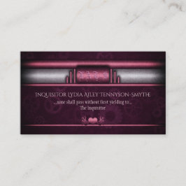 Tarjeta De Visita Steampunk, corazones y engranajes rosados, Monogra