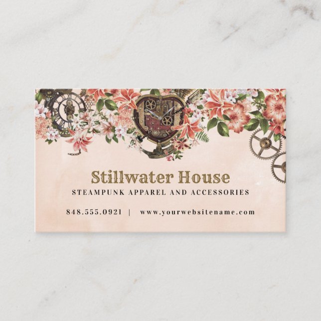 Tarjeta De Visita Steampunk floral (Anverso)