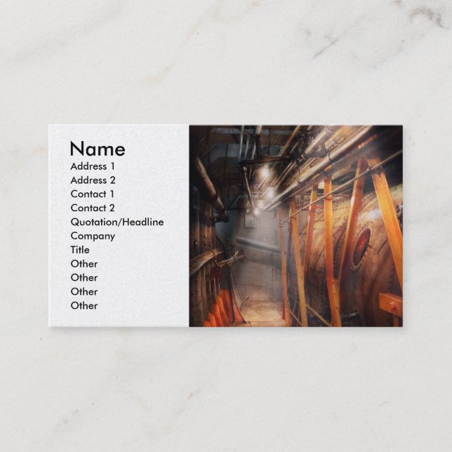 Tarjeta De Visita Steampunk - Fontanería - El pasillo (Anverso)