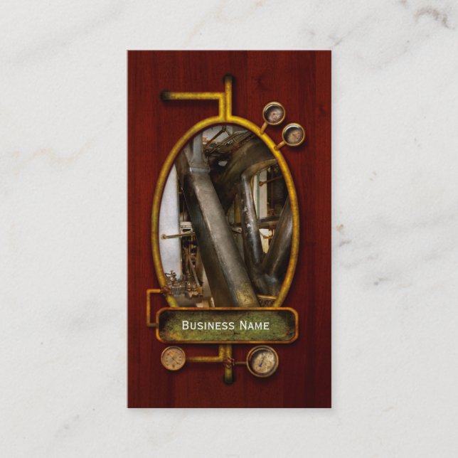 Tarjeta De Visita Steampunk - ruedas del progreso (Anverso)