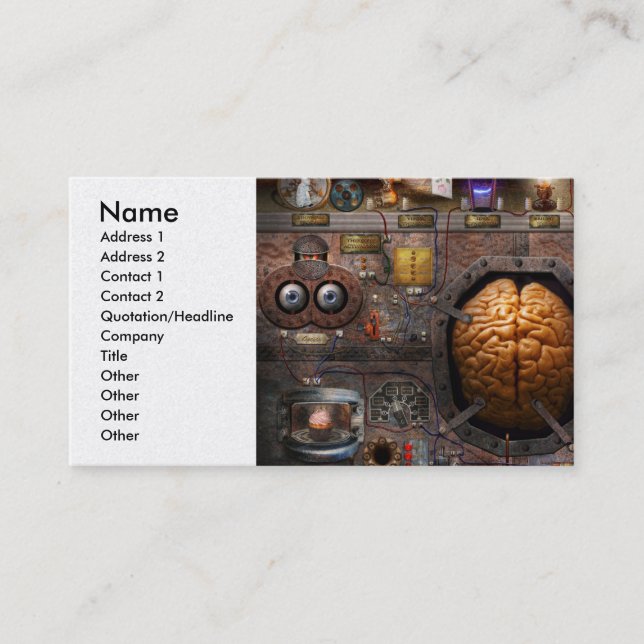 Tarjeta De Visita Steampunk - Sobrecarga de información (Anverso)