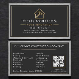 Tarjeta De Visita Steel Home Renovation Black QR Code