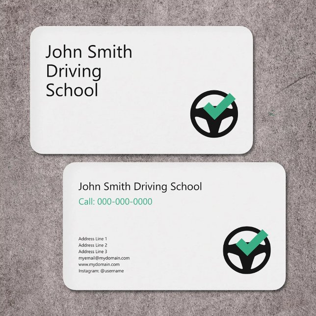 Tarjeta De Visita Steering Wheel & checkmark - Driving School (Steering Wheel & checkmark - Driving School Business Card)