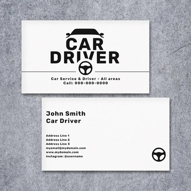 Tarjeta De Visita Steering Wheel Icon - Car Driver (Steering Wheel Icon - Car Driver Business Card)