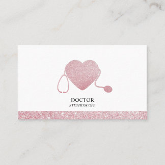 Tarjeta De Visita Stethoscope rosa Médica cardíaco espumoso