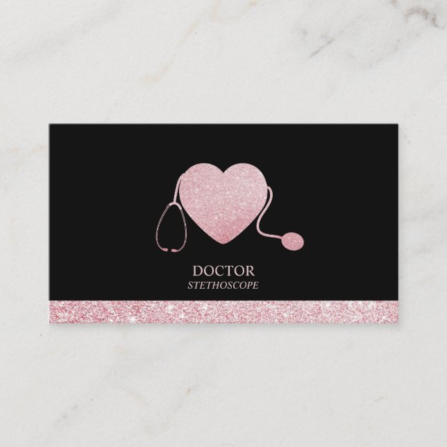 Tarjeta De Visita Stethoscope Sparkling Heart (Anverso)
