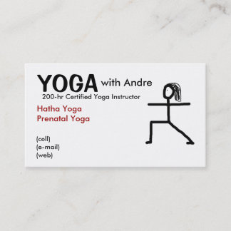 Tarjeta De Visita stickman3, YOGA, con Andre, certificó el Ins de la