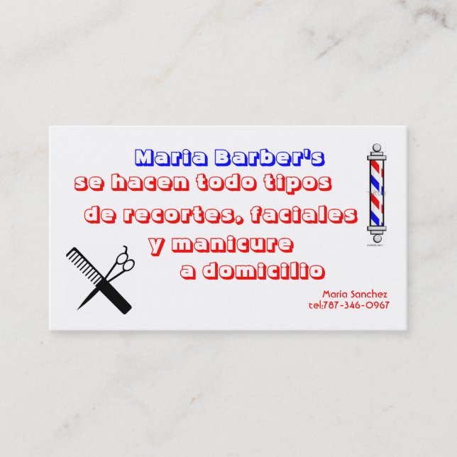 Tarjeta De Visita stock-vector-barber-shop-pole-32983312, barber,... (Anverso)