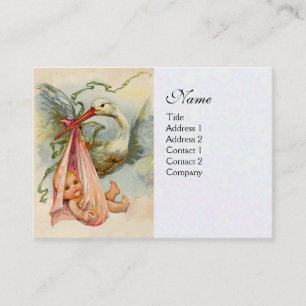 Tarjeta De Visita STORK BABY SHOWER 2, blanco