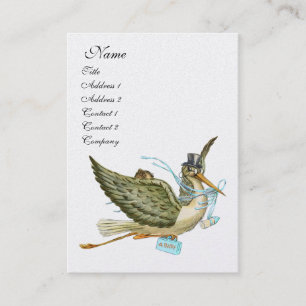 Tarjeta De Visita STORK BABY SHOWER, Blue White Pearl Paper