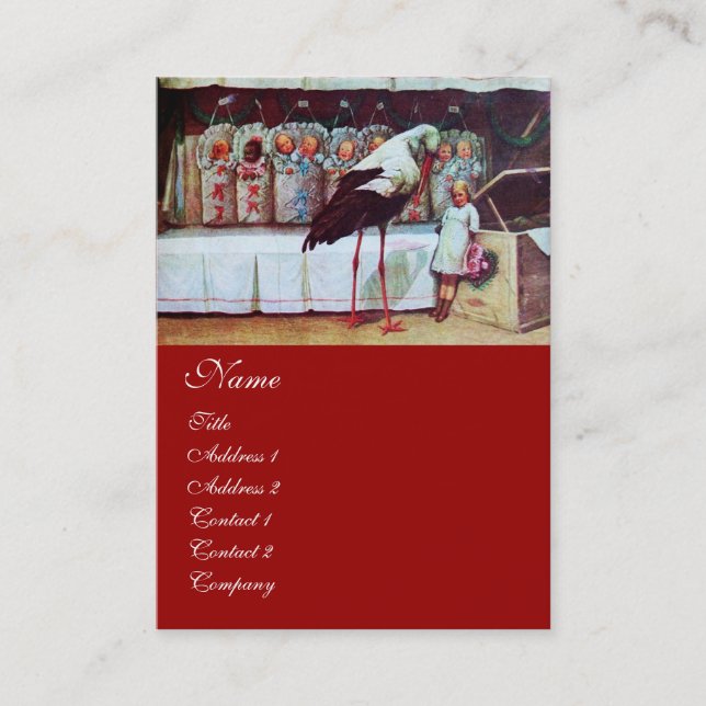 Tarjeta De Visita STORK BABY SHOWER rojo (Anverso)