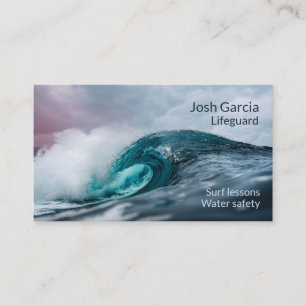 Tarjeta De Visita Stormy Verde azulado Blue Ocean Wave Lifeguard Sur