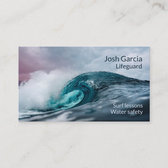 Tarjeta De Visita Stormy Verde azulado Blue Ocean Wave Lifeguard Sur (Anverso)