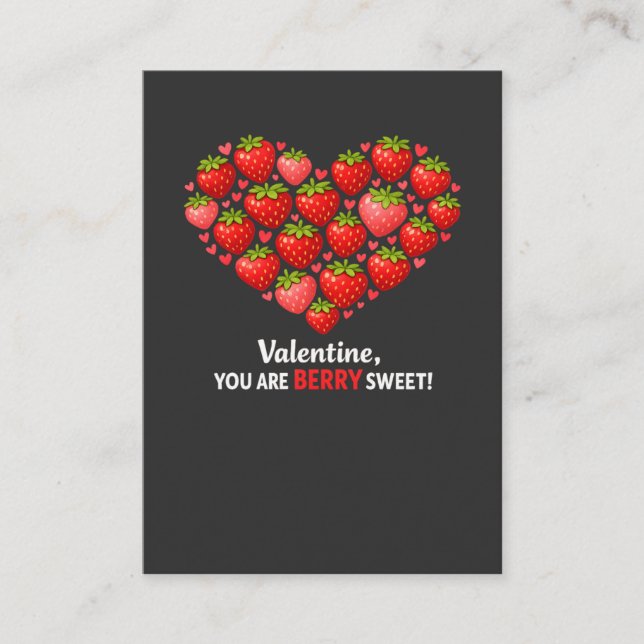 Tarjeta De Visita Strawberry Berry Sweet Kids Valentines Day (Anverso)