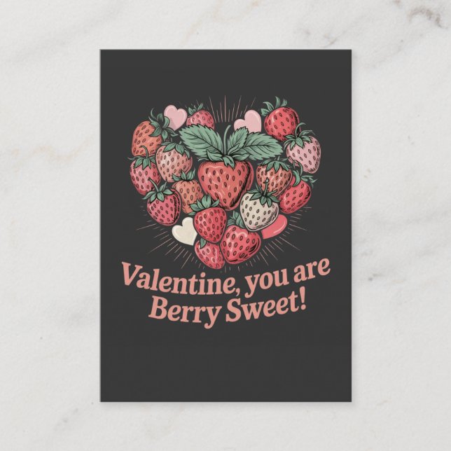 Tarjeta De Visita Strawberry Berry Sweet Kids Valentines Day (Anverso)