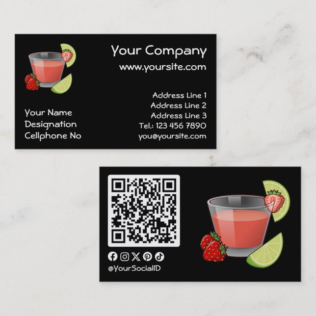 Tarjeta de visita Strawberry Daiquiri (Anverso / Reverso)