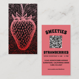 Tarjeta De Visita strawberry swirl with QR code