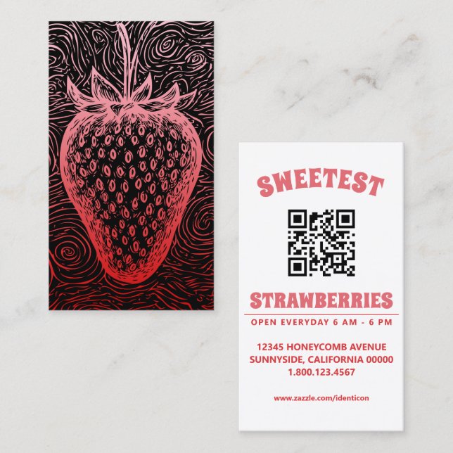 Tarjeta De Visita strawberry swirl with qr code (Anverso / Reverso)