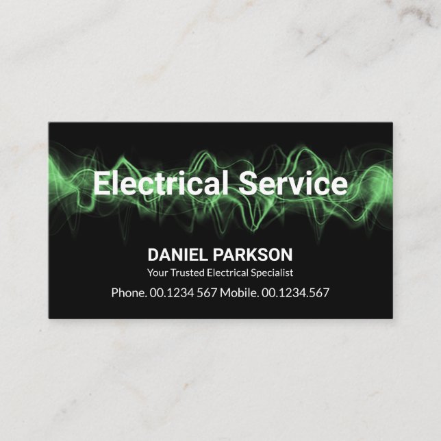 Tarjeta De Visita Streaming de electricidad verde luminosa, electric (Anverso)