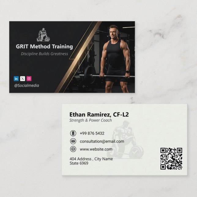 Tarjeta De Visita Strength Coach | Luxury Fitness (Anverso / Reverso)