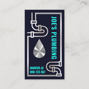 Tarjeta De Visita Striking Silver Water Pipes Plumbing