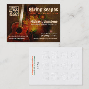 Tarjeta De Visita String Scapes Music Guitar Arte con código QR de c