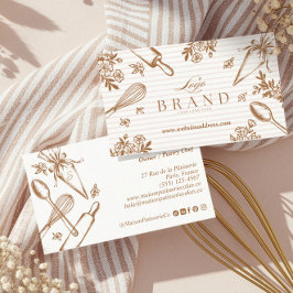 Tarjeta De Visita Stripe Baking Utensil Pastry Cake Bakery Shop Logo