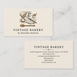 Tarjeta De Visita Striped Vintage Cooking Utensils