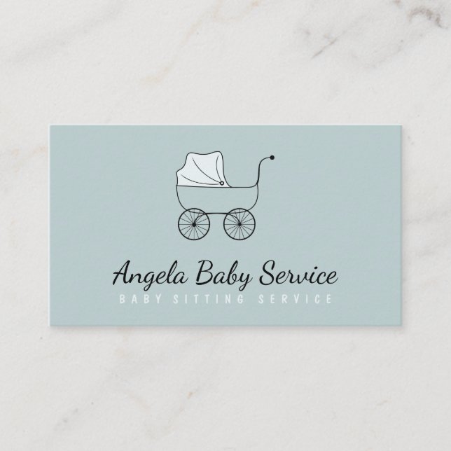 Tarjeta De Visita Stroller Baby sitter Daycare Nursery Verde azulado (Anverso)
