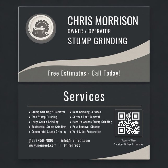 Tarjeta De Visita Stump Grinding QR Code (Subido por el creador)