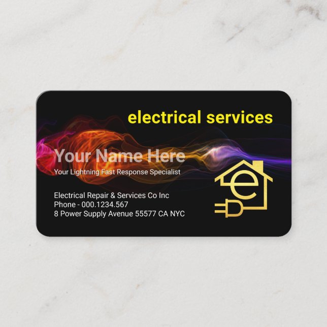 Tarjeta De Visita Stunning Fast Lightning Strike Electrician Service (Anverso)