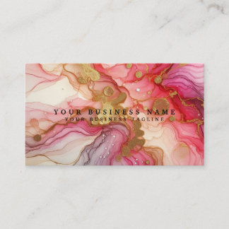 Tarjeta De Visita Stunning Pretty Pink & Gold Alcohol Ink Watercolor