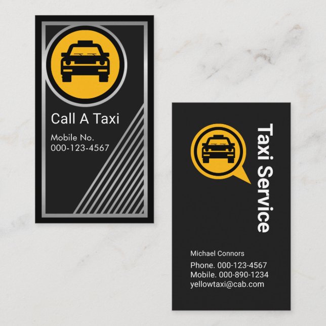 Tarjeta De Visita Stunning Silver Taxi Frame Driving (Anverso / Reverso)