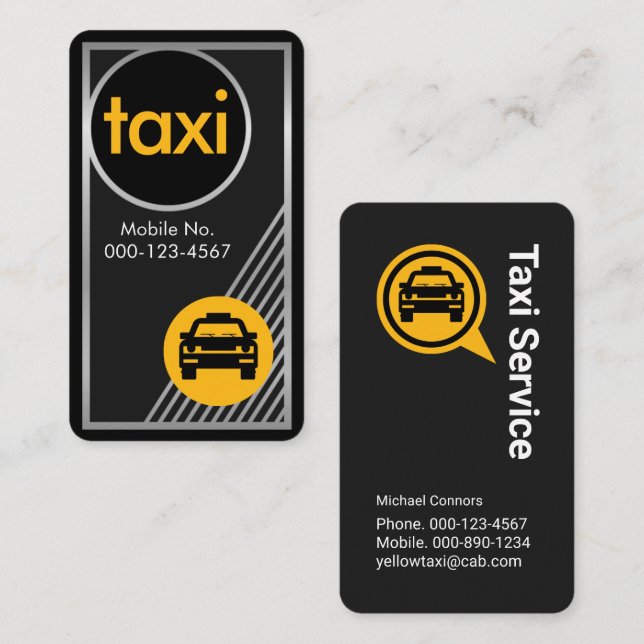 Tarjeta De Visita Stunning Silver Taxi Frame Driving (Anverso / Reverso)